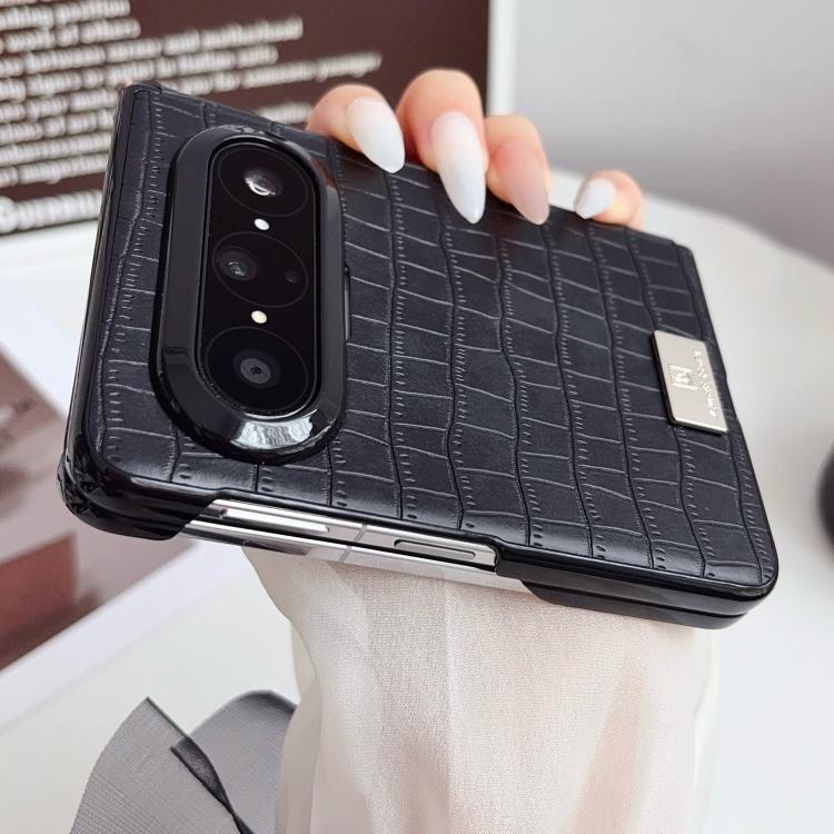 For Huawei Pura X Max Nameplate Magnetic-Hinge Crocodile-Texture PC Phone Case