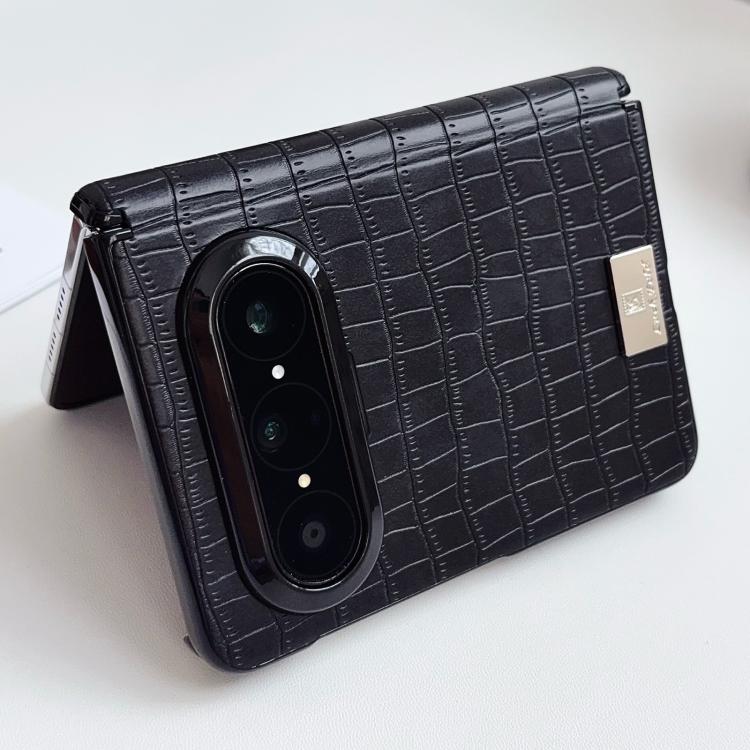 For Huawei Pura X Max Nameplate Magnetic-Hinge Crocodile-Texture PC Phone Case