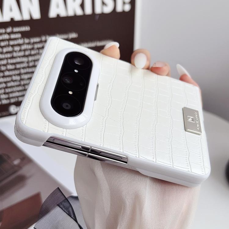For Huawei Pura X Max Nameplate Magnetic-Hinge Crocodile-Texture PC Phone Case