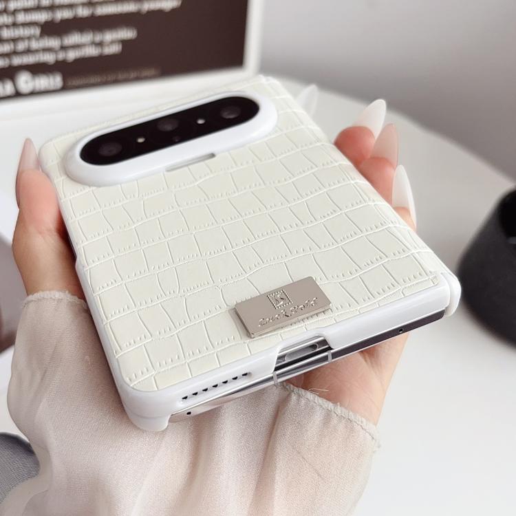 For Huawei Pura X Max Nameplate Magnetic-Hinge Crocodile-Texture PC Phone Case