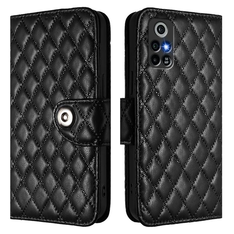 For Orbic Trophy 5G Rhombic Texture Flip Leather Phone Case with Lanyard