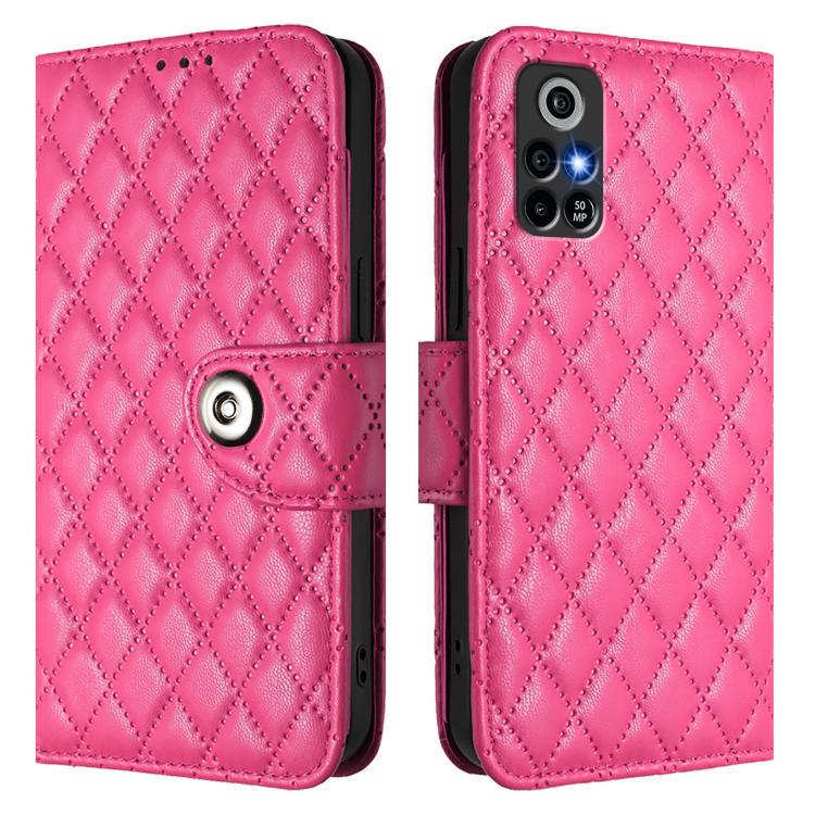 For Orbic Trophy 5G Rhombic Texture Flip Leather Phone Case with Lanyard
