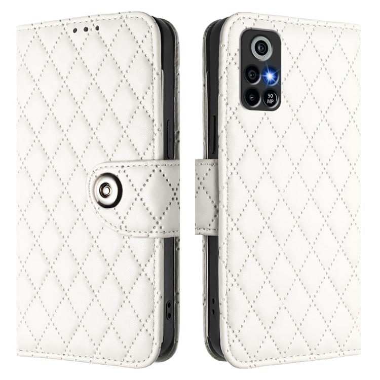 For Orbic Trophy 5G Rhombic Texture Flip Leather Phone Case with Lanyard