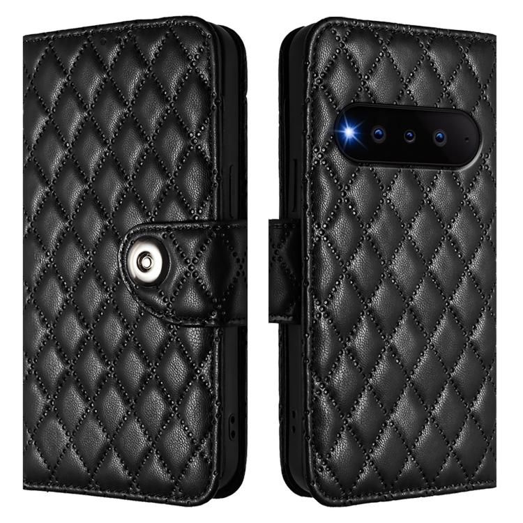 For Natural AI Phone 5G Rhombic Texture Flip Leather Phone Case with Lanyard