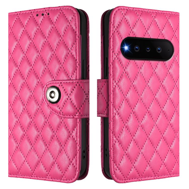 For Natural AI Phone 5G Rhombic Texture Flip Leather Phone Case with Lanyard
