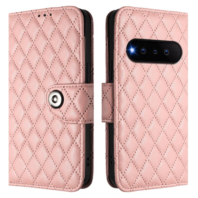 For Natural AI Phone 5G Rhombic Texture Flip Leather Phone Case with Lanyard