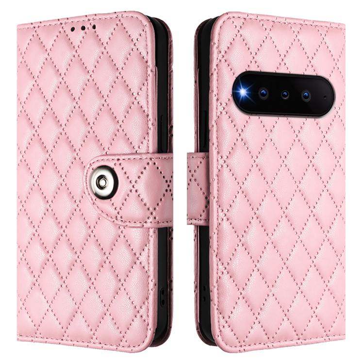 For Natural AI Phone 5G Rhombic Texture Flip Leather Phone Case with Lanyard