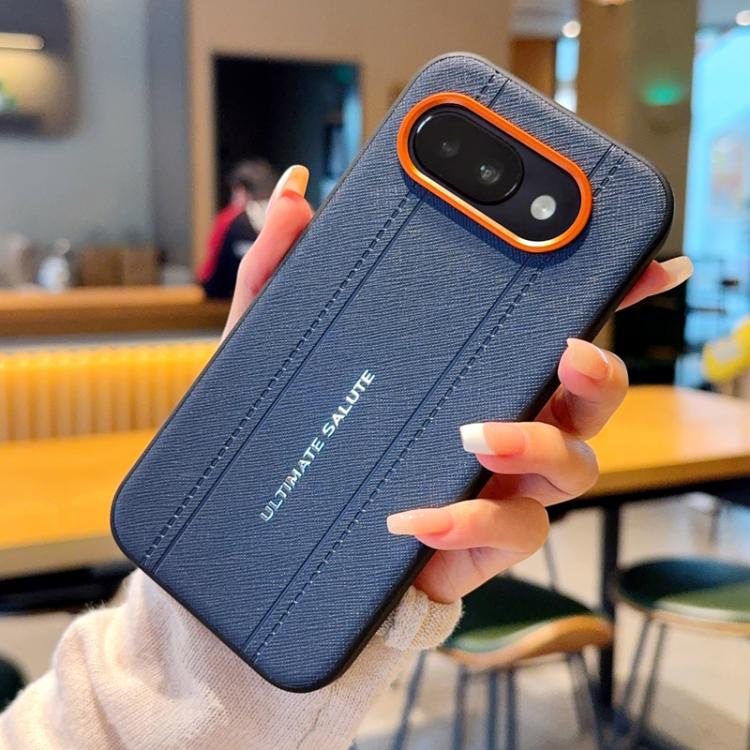 For Google Pixel 9a Metal Camera Lens Frame Buttons Vegan Leather Phone Case