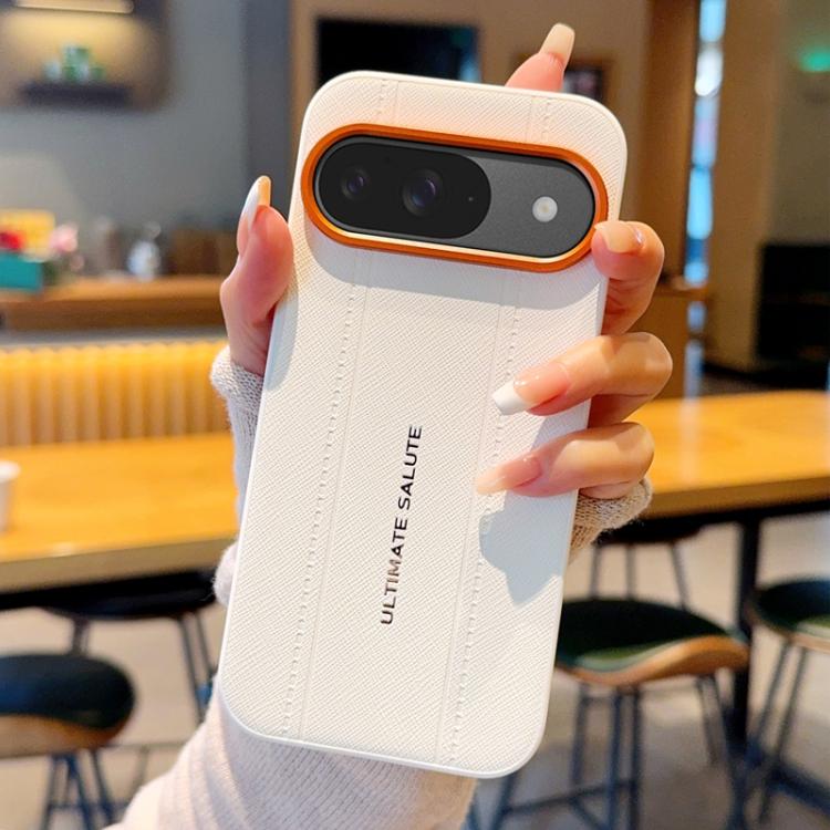 For Google Pixel 9 / Pixel 9 Pro Metal Camera Lens Frame Buttons Vegan Leather Phone Case