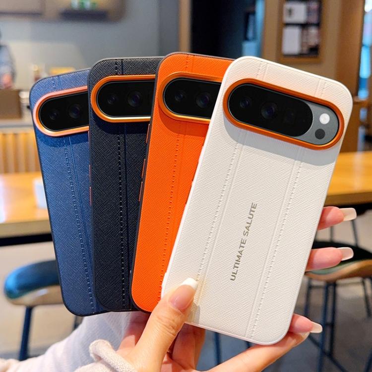 For Google Pixel 10 / Pixel 10 Pro Metal Camera Lens Frame Buttons Vegan Leather Phone Case