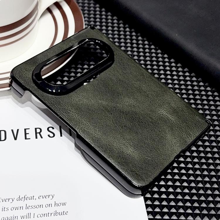 For Huawei Pura X Max Solid-Color Crazy Horse Leather-Texture Magnetic-Hinge PC Phone Case