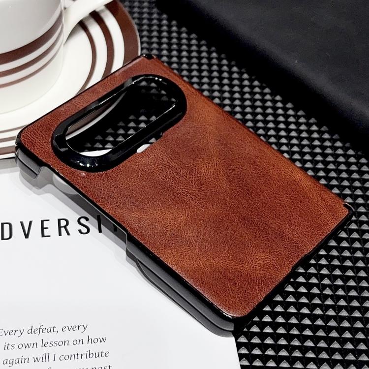 For Huawei Pura X Max Solid-Color Crazy Horse Leather-Texture Magnetic-Hinge PC Phone Case