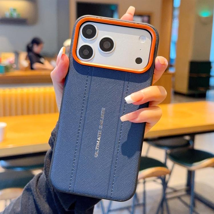 For iPhone 17 Pro Max Metal Camera Lens Frame Buttons Vegan Leather Phone Case