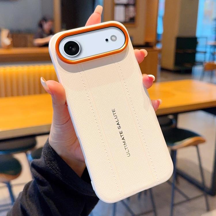 For iPhone Air Metal Camera Lens Frame Buttons Vegan Leather Phone Case