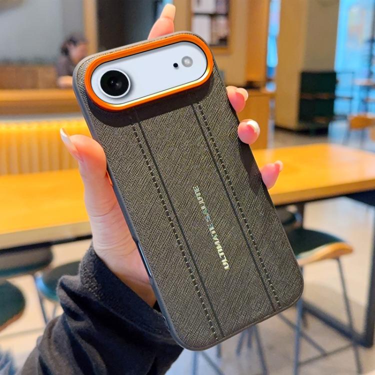 For iPhone Air Metal Camera Lens Frame Buttons Vegan Leather Phone Case