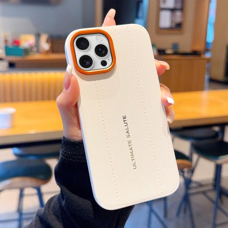 For iPhone 15 Pro Metal Camera Lens Frame Buttons Vegan Leather Phone Case