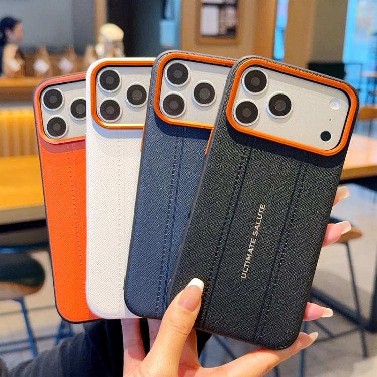 For iPhone Air Metal Camera Lens Frame Buttons Vegan Leather Phone Case