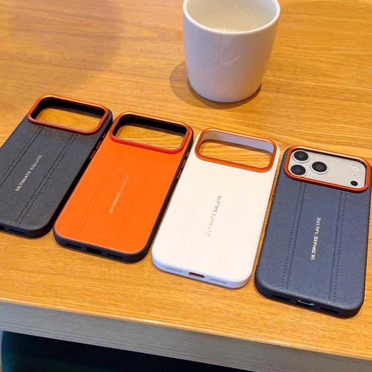 For iPhone 17 Metal Camera Lens Frame Buttons Vegan Leather Phone Case