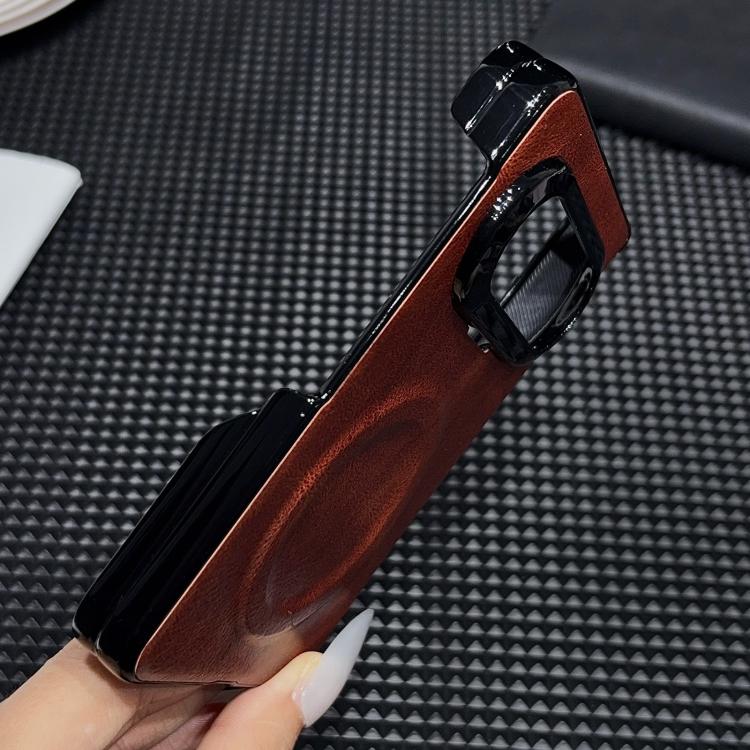 For Huawei Pura X Max Solid-Color Crazy Horse Leather-Texture Magnetic-Hinge Magnetic Ring PC Phone Case