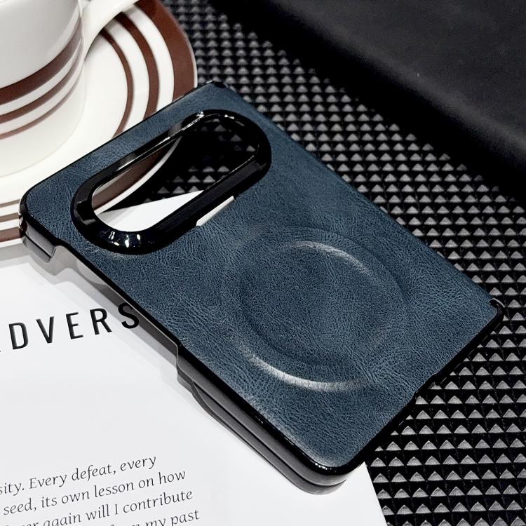 For Huawei Pura X Max Solid-Color Crazy Horse Leather-Texture Magnetic-Hinge Magnetic Ring PC Phone Case