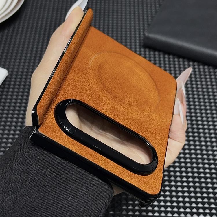 For Huawei Pura X Max Solid-Color Crazy Horse Leather-Texture Magnetic-Hinge Magnetic Ring PC Phone Case