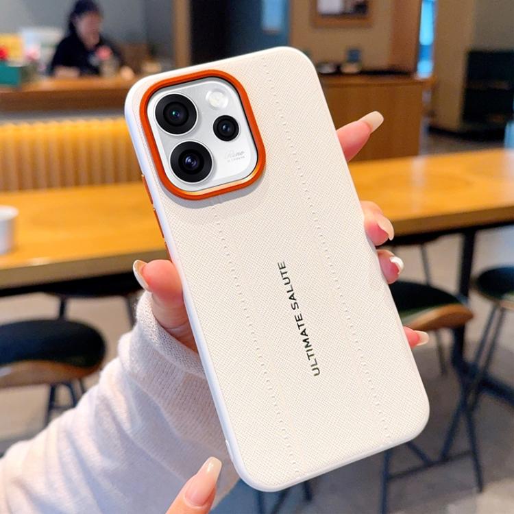 For OPPO Reno15 Pro Max 5G Global Metal Camera Lens Frame Buttons Vegan Leather Phone Case