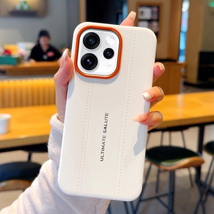 For OPPO Reno15 Pro 5G Global Metal Camera Lens Frame Buttons Vegan Leather Phone Case