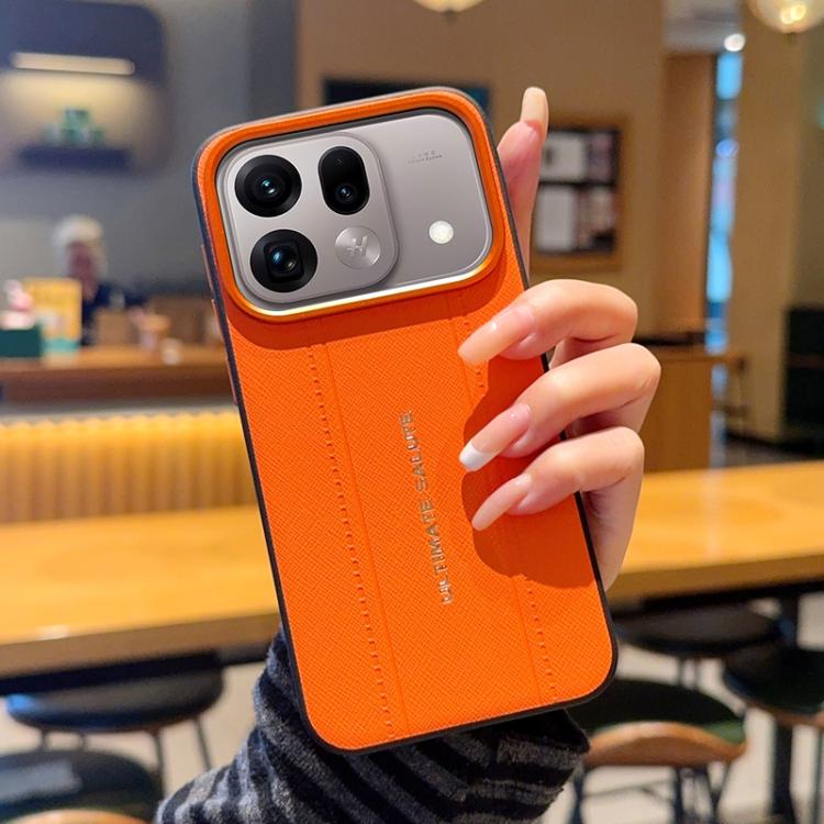For OPPO Find X9s Pro 5G Metal Camera Lens Frame Buttons Vegan Leather Phone Case