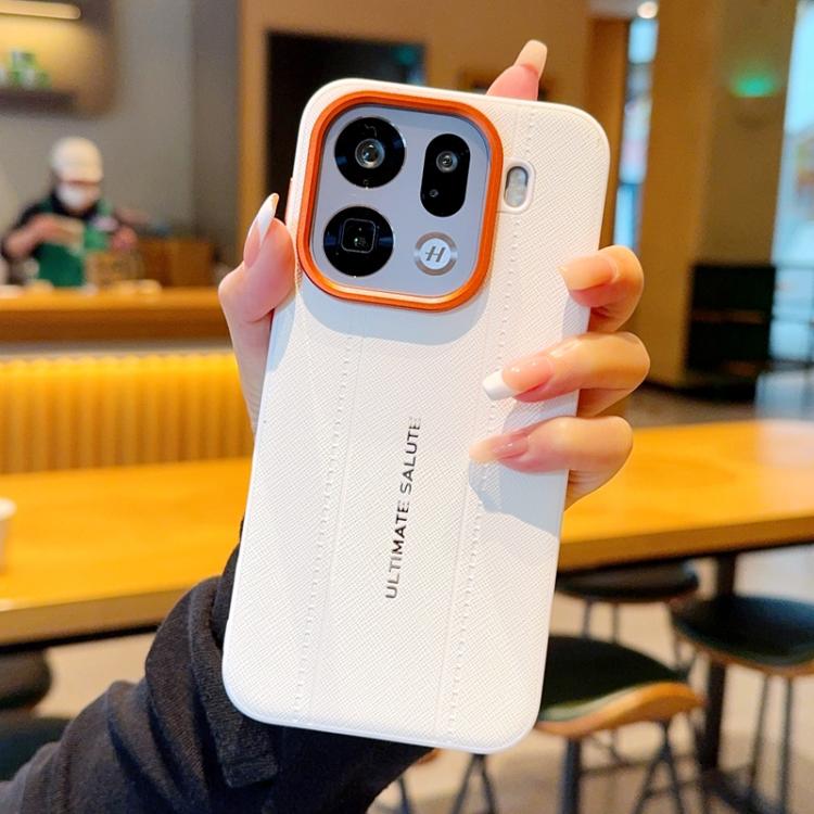 For OPPO Find X9 Pro Metal Camera Lens Frame Buttons Vegan Leather Phone Case