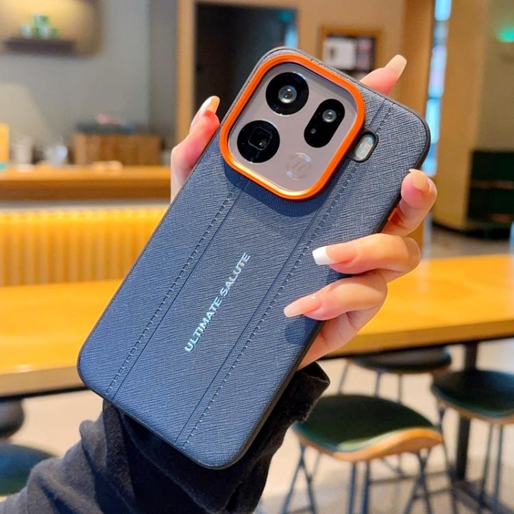 For OPPO Find X9 Pro Metal Camera Lens Frame Buttons Vegan Leather Phone Case