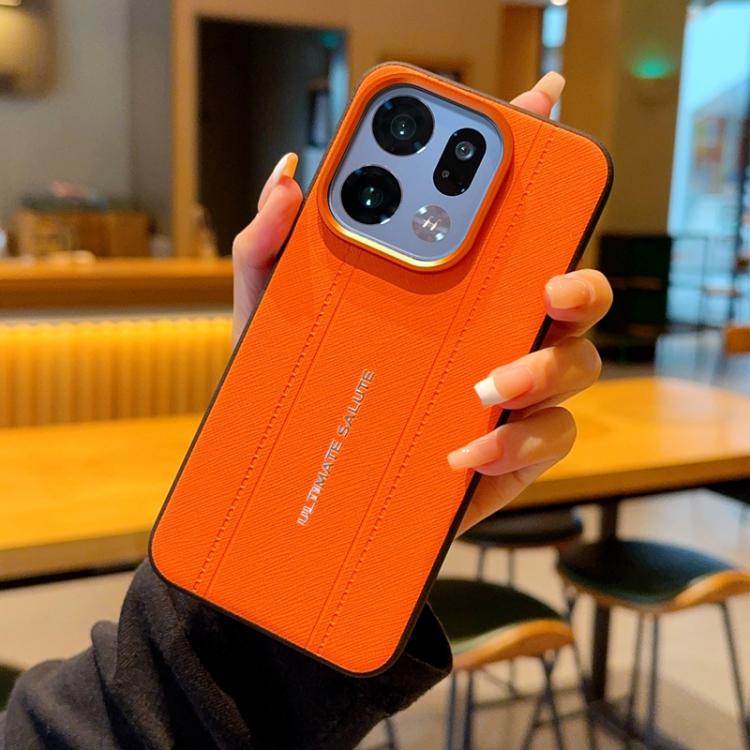 For OPPO Find X9 Metal Camera Lens Frame Buttons Vegan Leather Phone Case