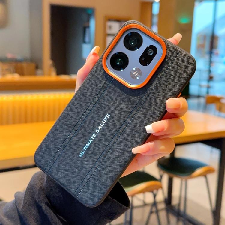 For OPPO Find X9 Metal Camera Lens Frame Buttons Vegan Leather Phone Case