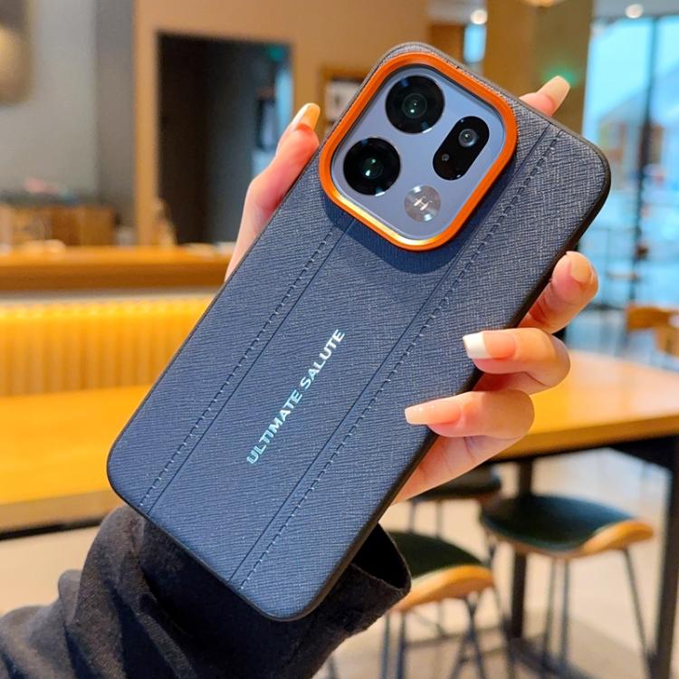 For OPPO Find X9 Metal Camera Lens Frame Buttons Vegan Leather Phone Case
