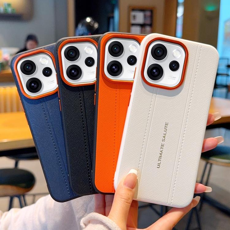 For OPPO Reno15 Pro 5G Global Metal Camera Lens Frame Buttons Vegan Leather Phone Case