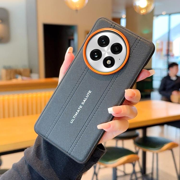 For OnePlus 13 Metal Camera Lens Frame Buttons Vegan Leather Phone Case