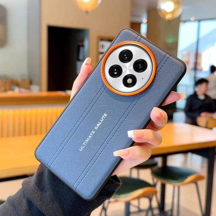 For OnePlus 13 Metal Camera Lens Frame Buttons Vegan Leather Phone Case