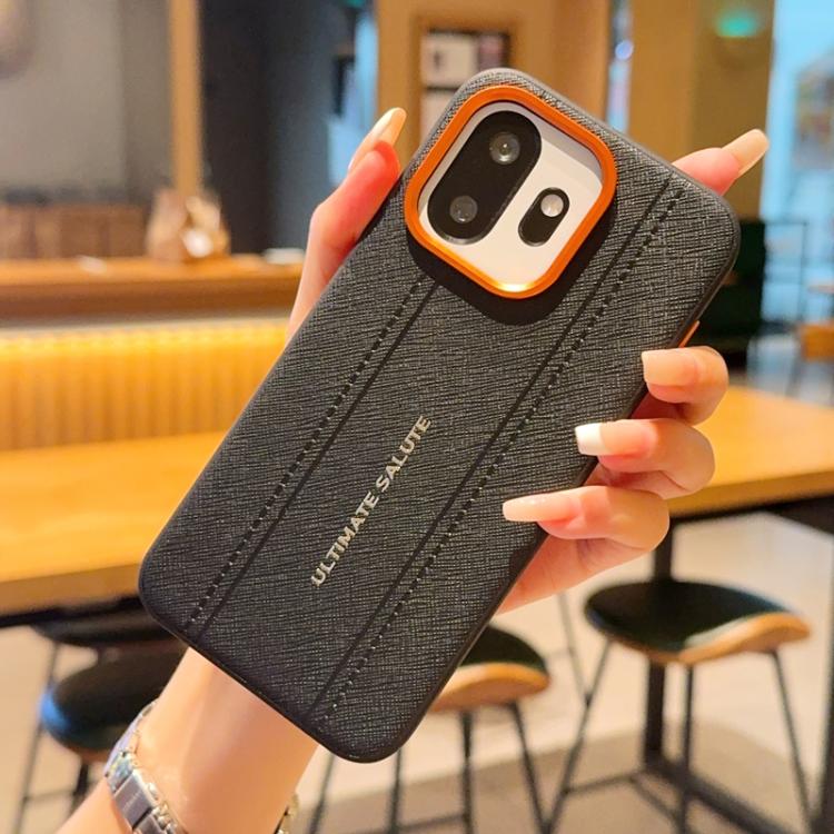 For OnePlus 15T Metal Camera Lens Frame Buttons Vegan Leather Phone Case