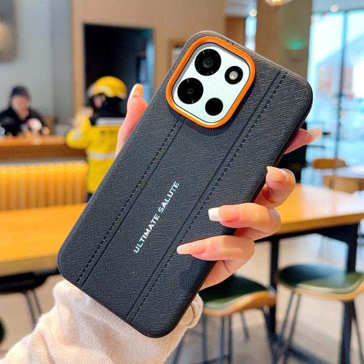 For OnePlus Turbo 6 / Turbo 6V Metal Camera Lens Frame Buttons Vegan Leather Phone Case