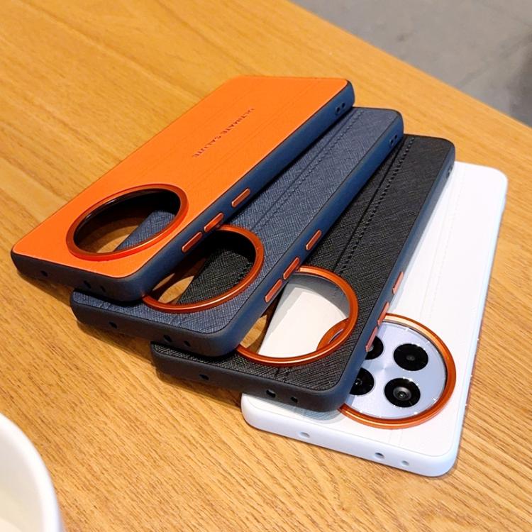 For OnePlus 13 Metal Camera Lens Frame Buttons Vegan Leather Phone Case