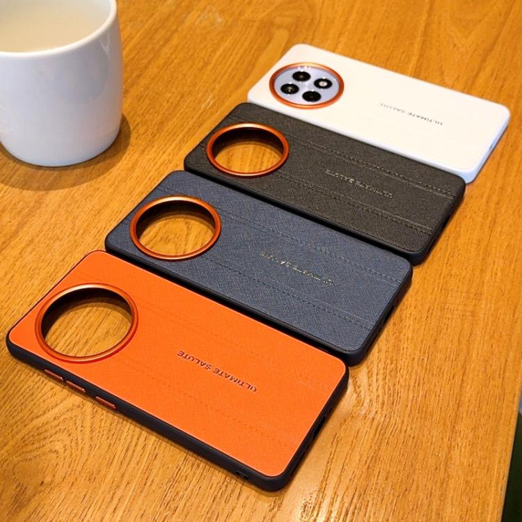 For OnePlus 13 Metal Camera Lens Frame Buttons Vegan Leather Phone Case