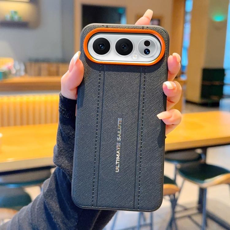 For Honor 500 / 500 Pro Global 155.8mm Metal Camera Lens Frame Buttons Vegan Leather Phone Case