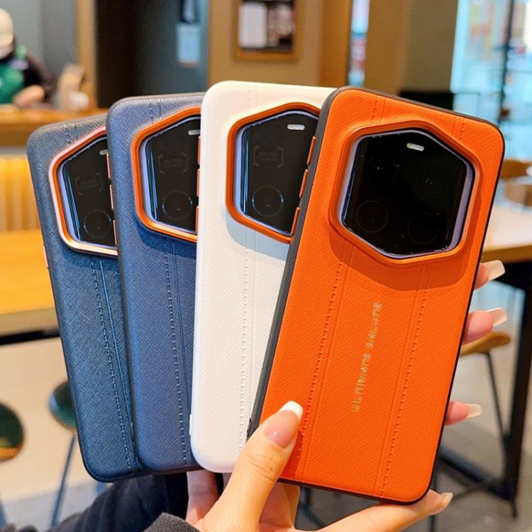 For Honor 500 / 500 Pro Global 155.8mm Metal Camera Lens Frame Buttons Vegan Leather Phone Case