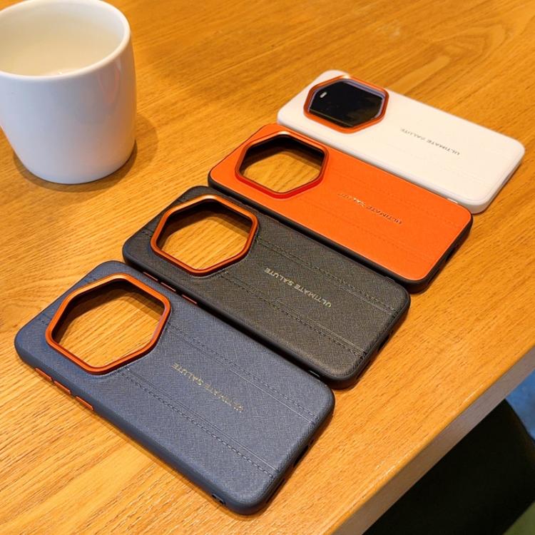 For Honor 500 / 500 Pro Global 155.8mm Metal Camera Lens Frame Buttons Vegan Leather Phone Case