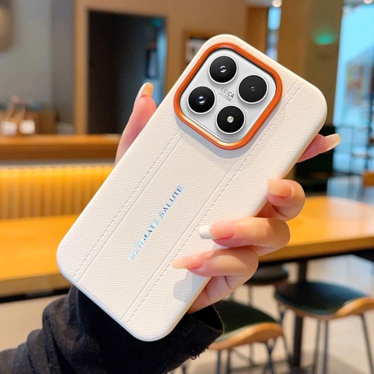 For Xiaomi 17 Metal Camera Lens Frame Buttons Vegan Leather Phone Case