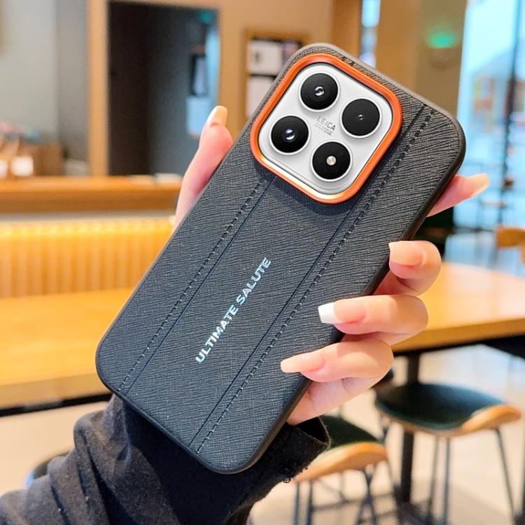 For Xiaomi 17 Metal Camera Lens Frame Buttons Vegan Leather Phone Case