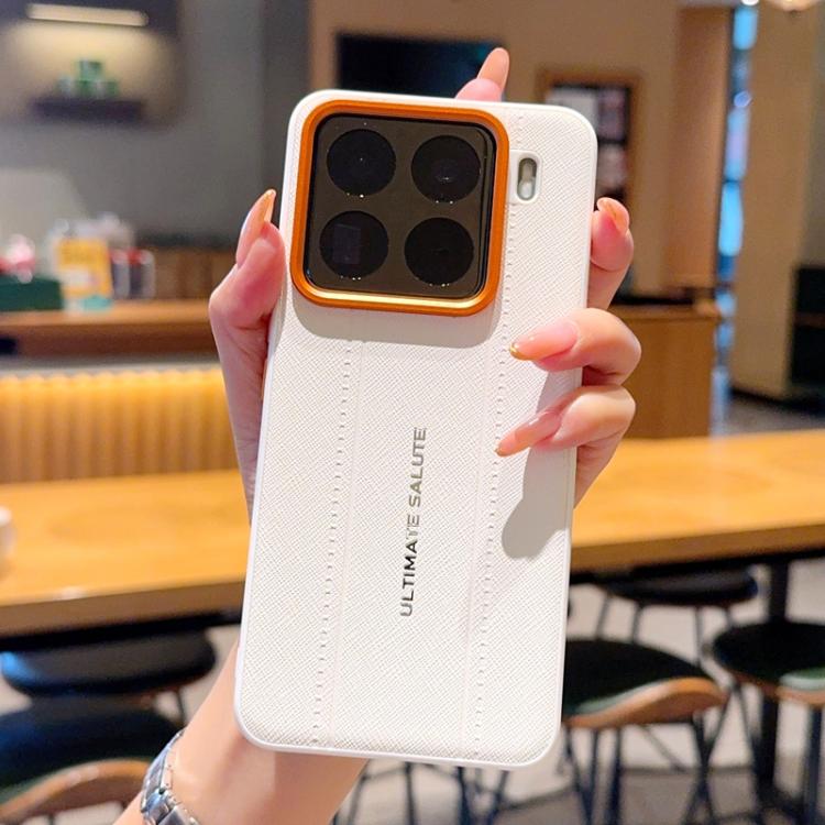 For Xiaomi 15 Pro Metal Camera Lens Frame Buttons Vegan Leather Phone Case