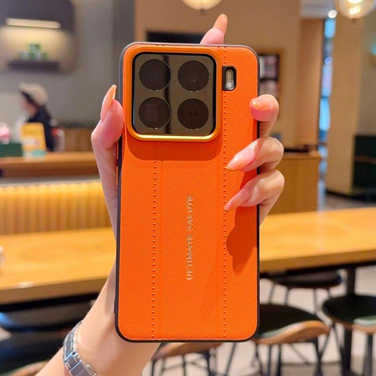 For Xiaomi 15 Pro Metal Camera Lens Frame Buttons Vegan Leather Phone Case