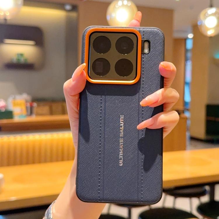 For Xiaomi 15 Pro Metal Camera Lens Frame Buttons Vegan Leather Phone Case
