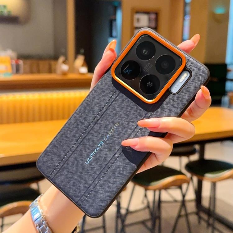 For Xiaomi 15S Pro Metal Camera Lens Frame Buttons Vegan Leather Phone Case