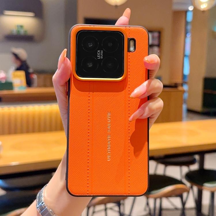 For Xiaomi 15 Metal Camera Lens Frame Buttons Vegan Leather Phone Case